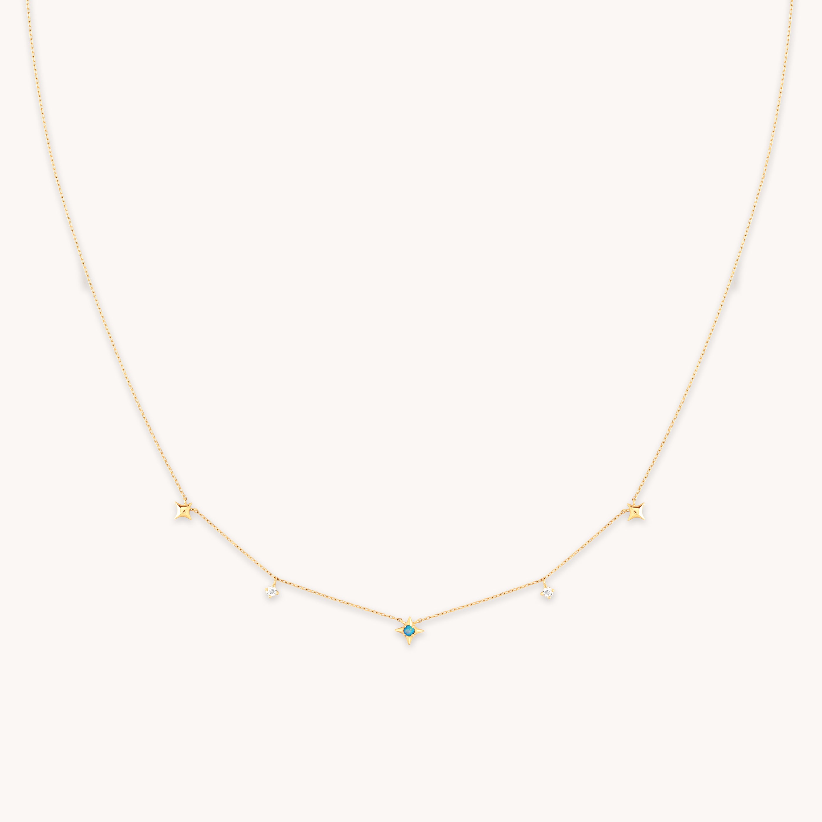 14k Gold Opal & Topaz - Cosmic Star Opal Charm Necklace in Solid Gold - Charm Necklace - Astrid & Miyu