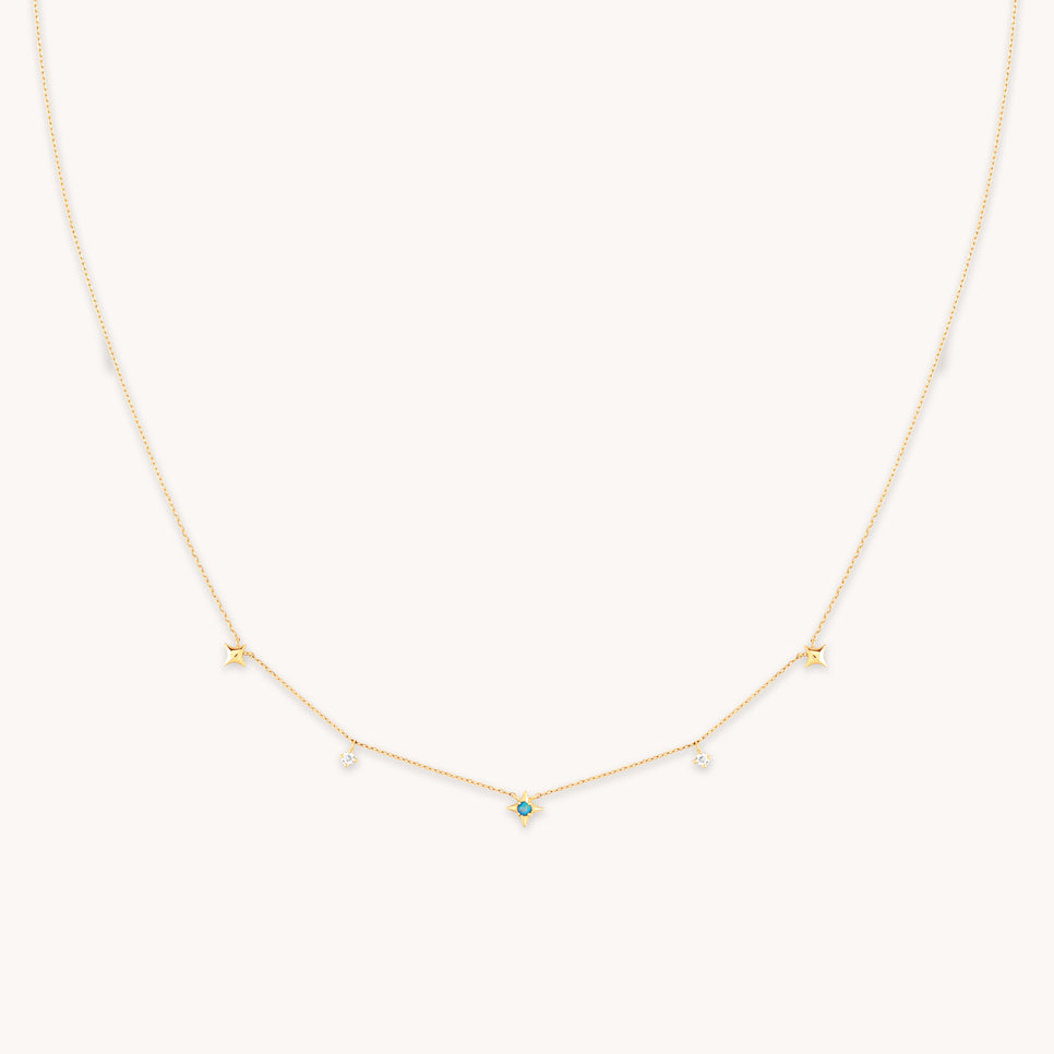 14k Gold Opal & Topaz - Cosmic Star Opal Charm Necklace in Solid Gold - Charm Necklace - Astrid & Miyu