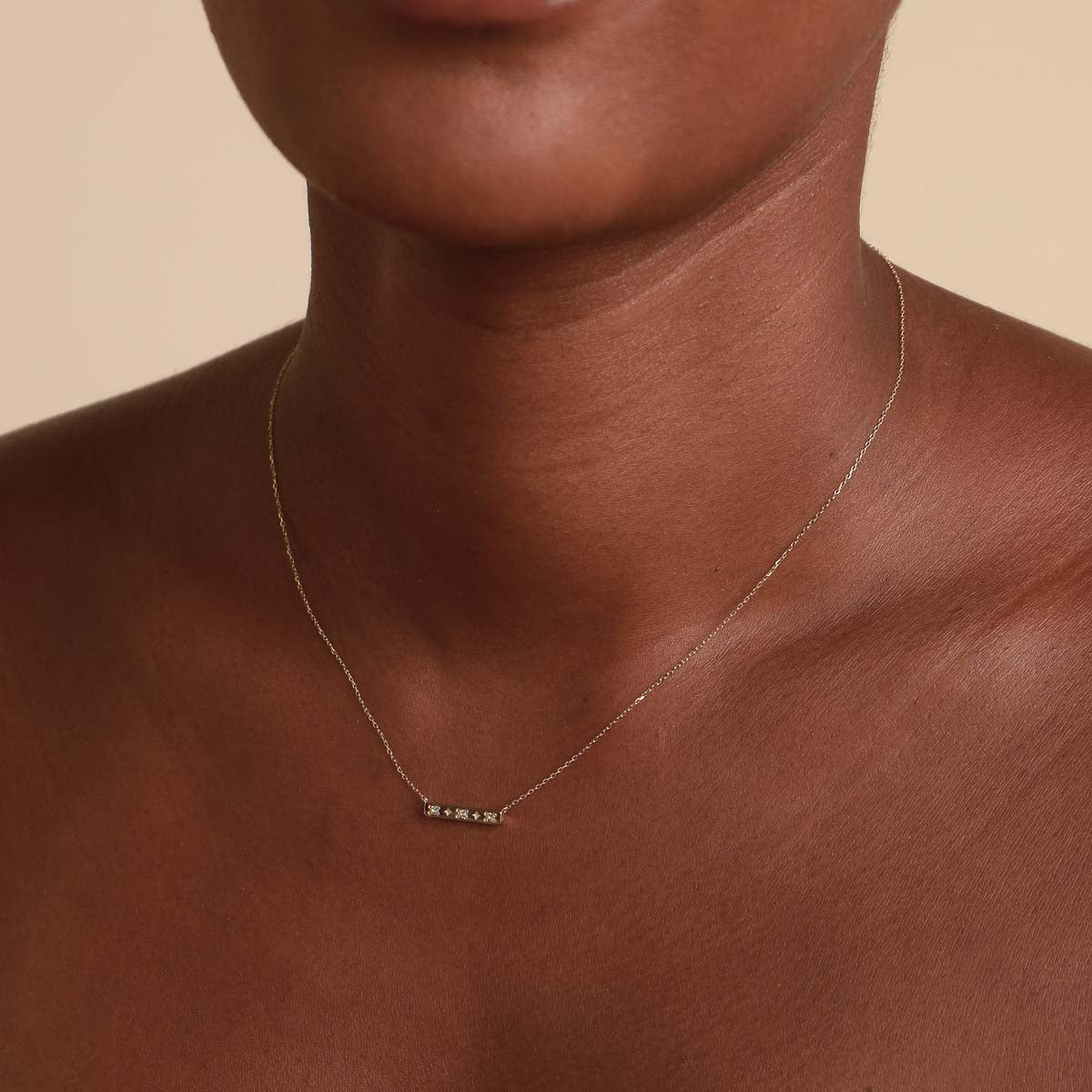 14k Gold Opal & Topaz - Cosmic Star Topaz Bar Necklace in Solid Gold - Necklace - Astrid & Miyu