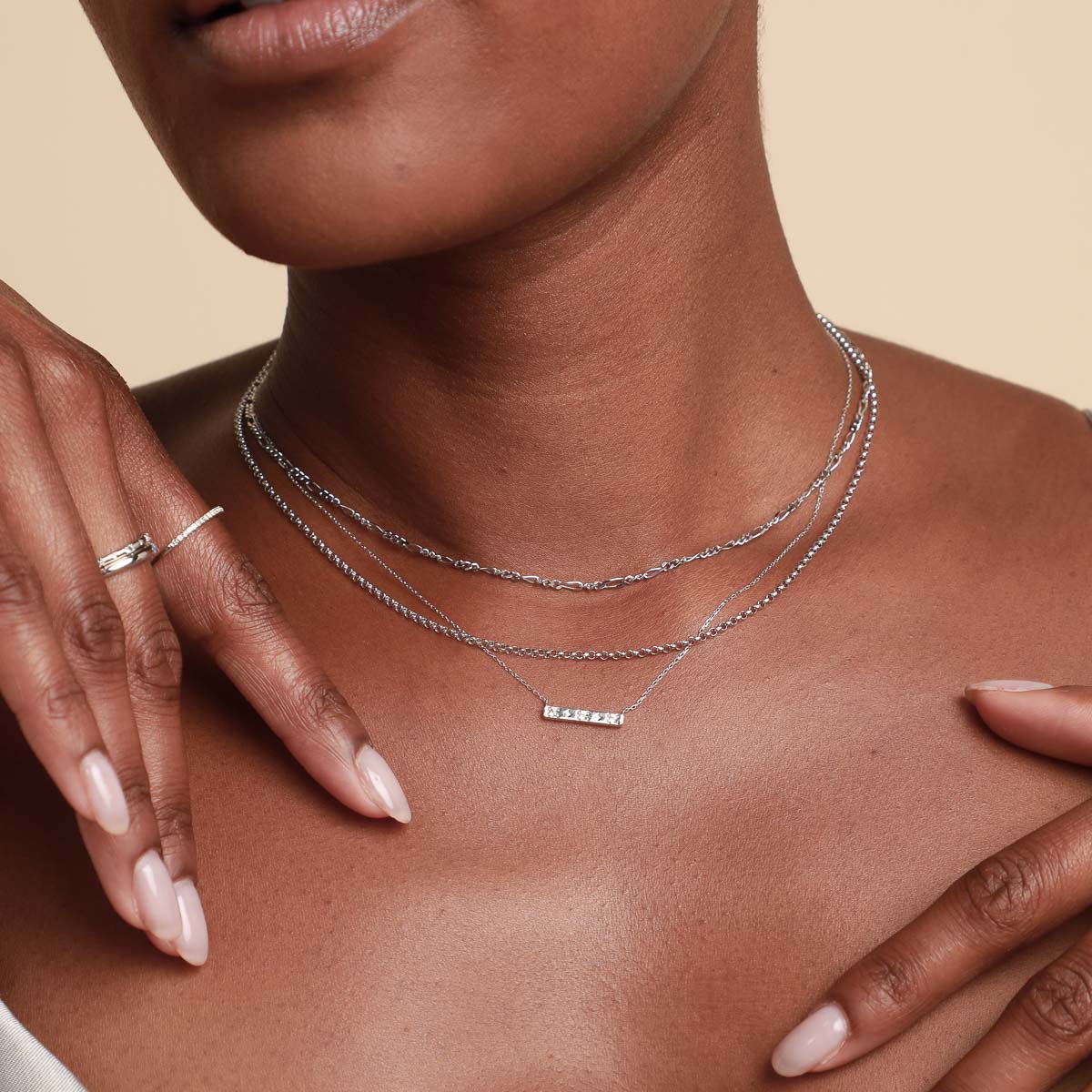 14k Gold Opal & Topaz - Cosmic Star Topaz Bar Necklace in Solid White Gold - Necklace - Astrid & Miyu