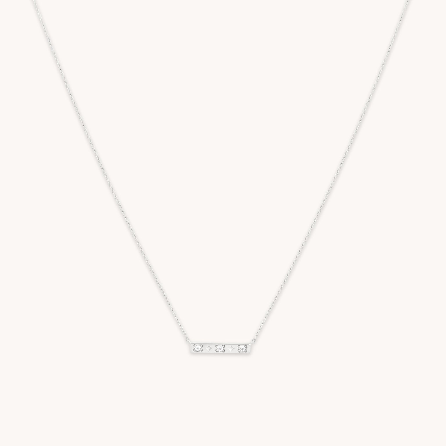 14k Gold Opal & Topaz - Cosmic Star Topaz Bar Necklace in Solid White Gold - Necklace - Astrid & Miyu