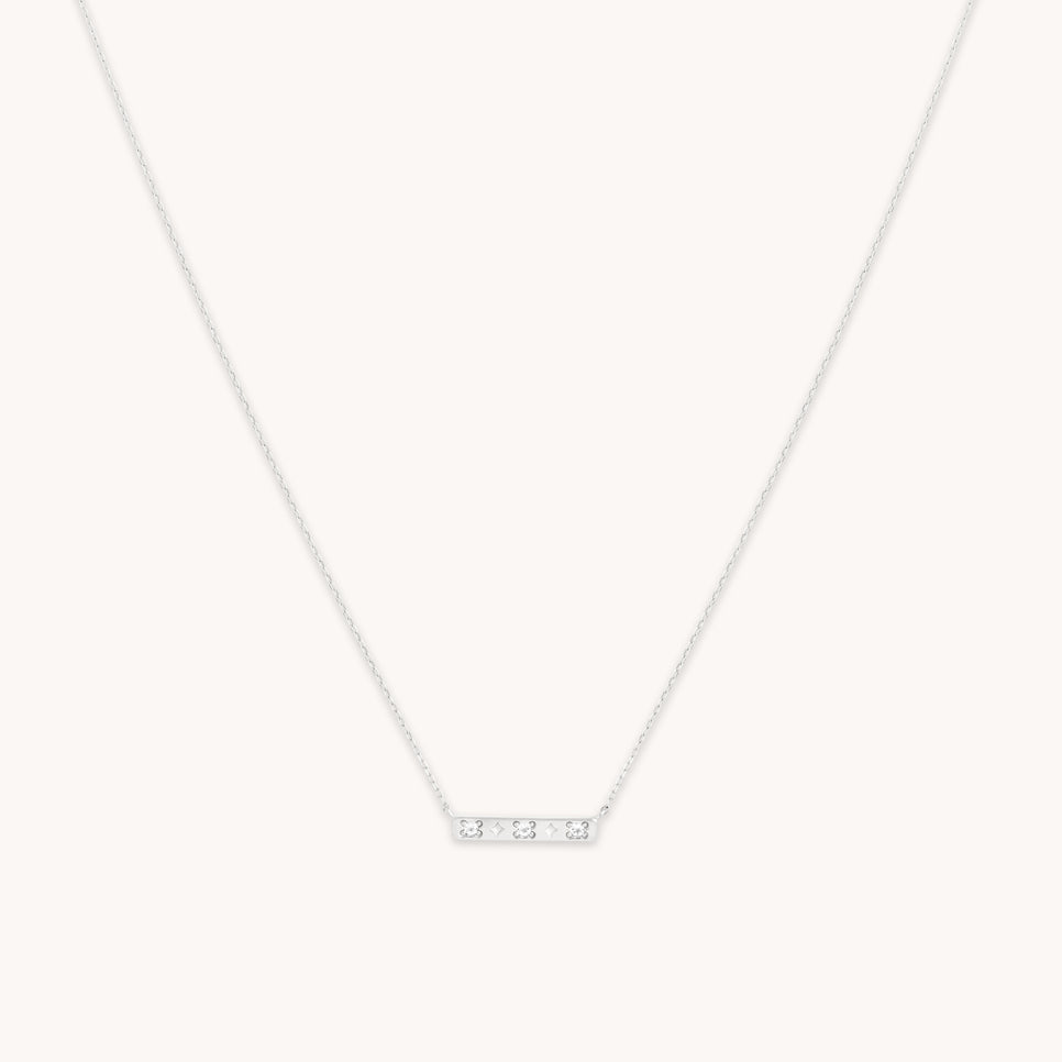 14k Gold Opal & Topaz - Cosmic Star Topaz Bar Necklace in Solid White Gold - Necklace - Astrid & Miyu