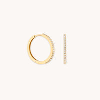 April White Topaz - White Topaz Pavé Hoops in Solid Gold - Hoop Earrings - Astrid & Miyu