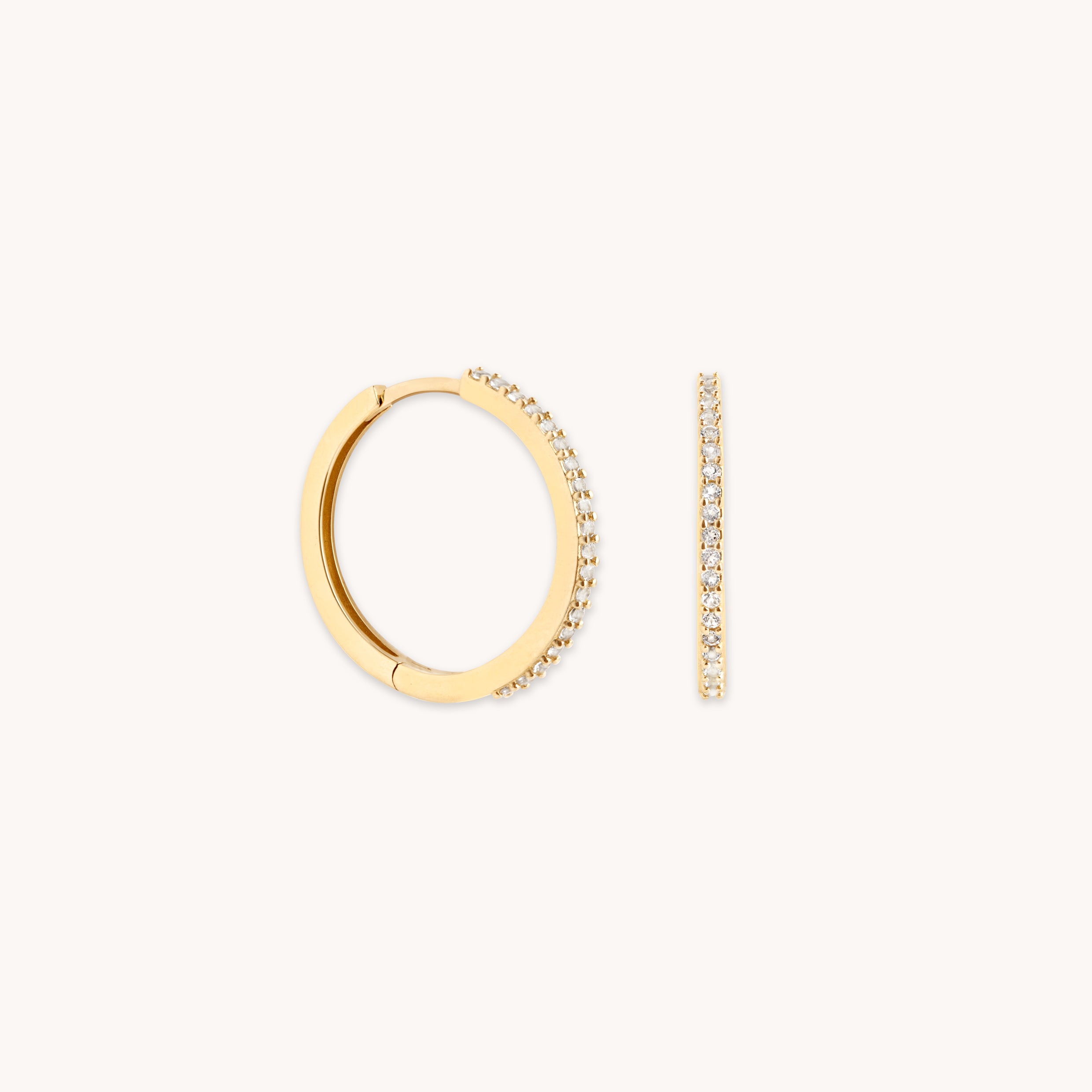 April White Topaz - White Topaz Pavé Hoops in Solid Gold - Hoop Earrings - Astrid & Miyu