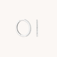 April White Topaz - White Topaz Pavé Hoops in Solid White Gold - Hoop Earrings - Astrid & Miyu