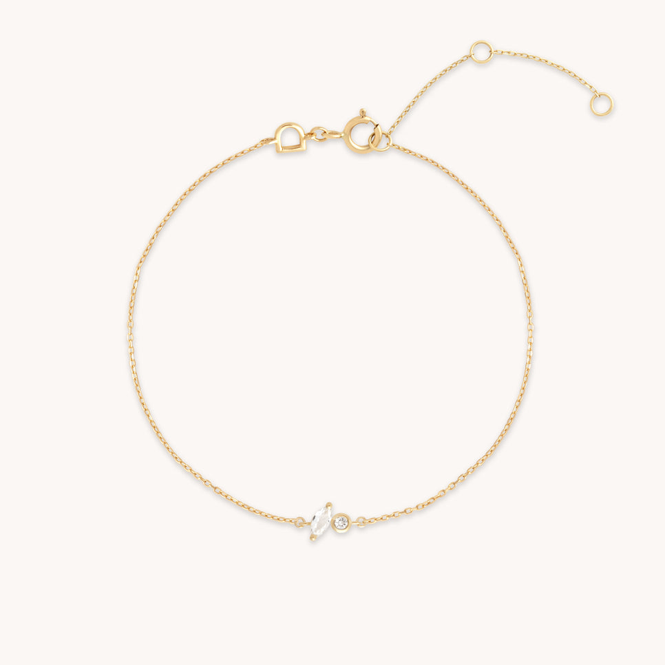 White Topaz Cluster Bracelet in 9k Gold-Astrid & Miyu