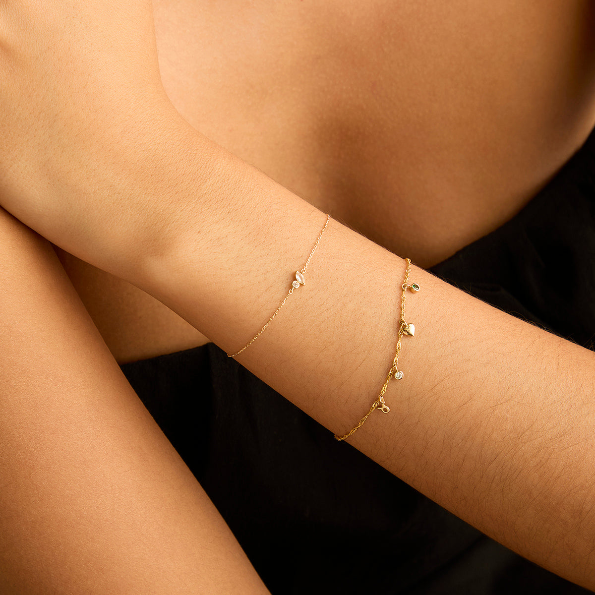 White Topaz Cluster Bracelet in 9k Gold-Astrid & Miyu