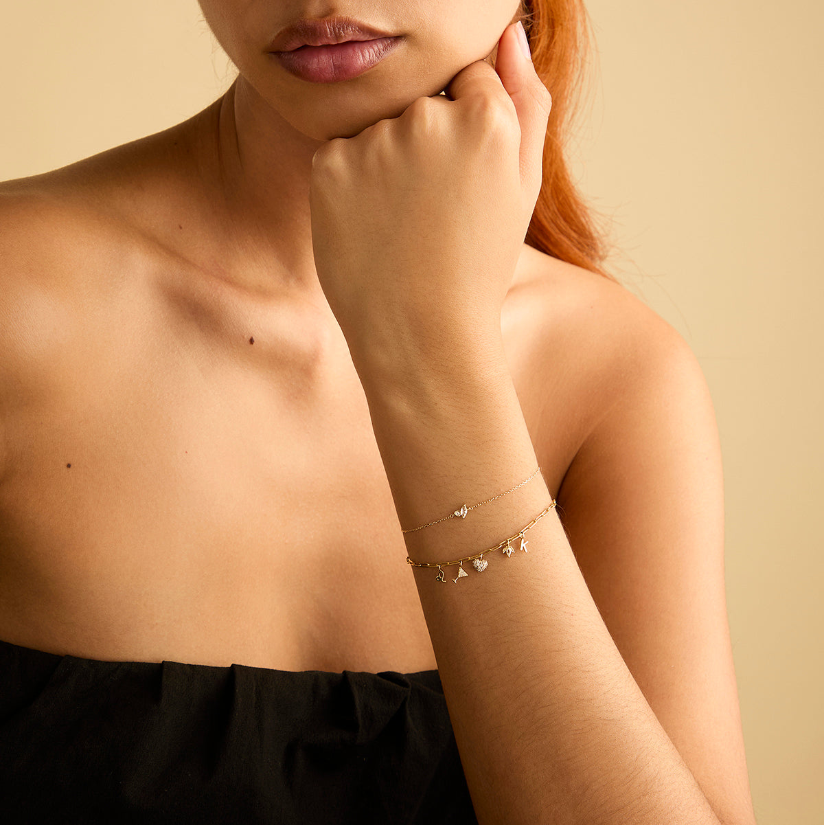 White Topaz Cluster Bracelet in 9k Gold-Astrid & Miyu