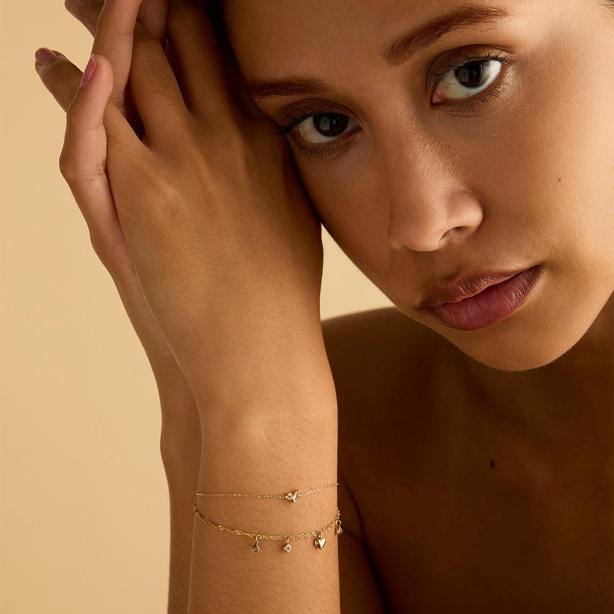 White Topaz Cluster Bracelet in 9k Gold-Astrid & Miyu