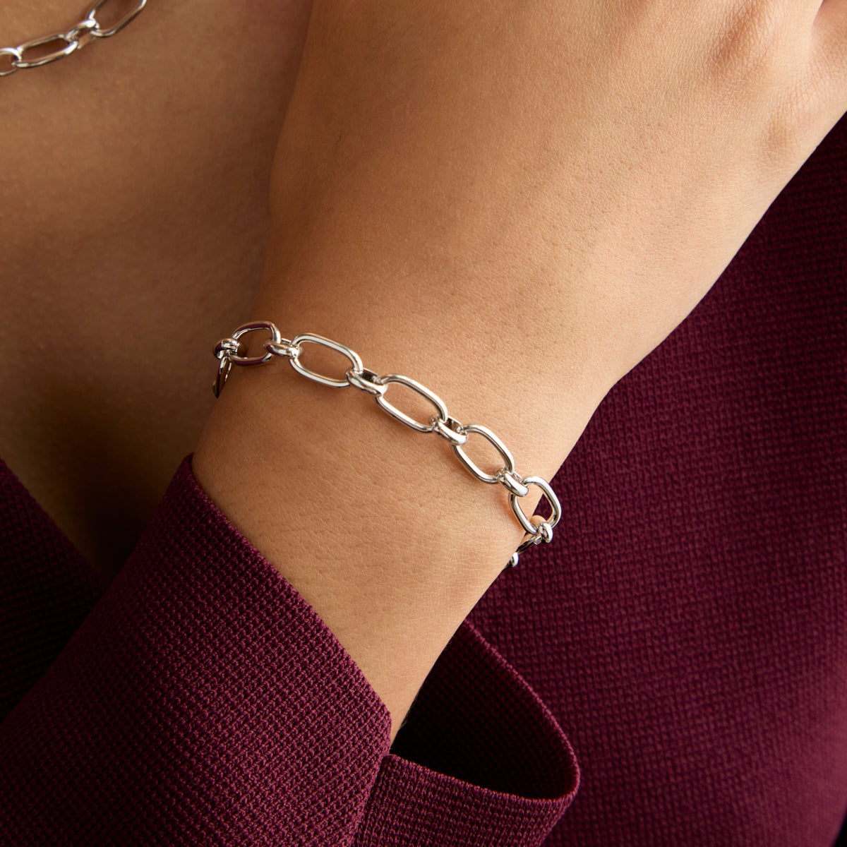 Open Link Chain Bracelet in Silver-Astrid & Miyu