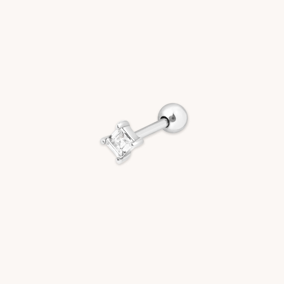 Square Crystal Barbell in Silver-Astrid & Miyu