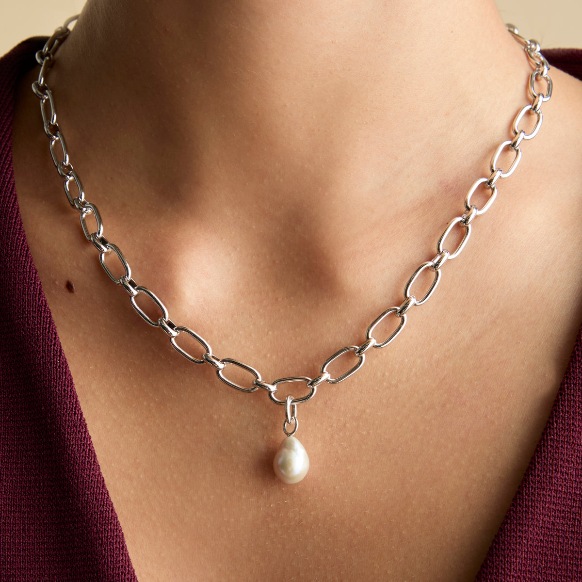 Grey Pearl Clip Charm in Silver-Astrid & Miyu