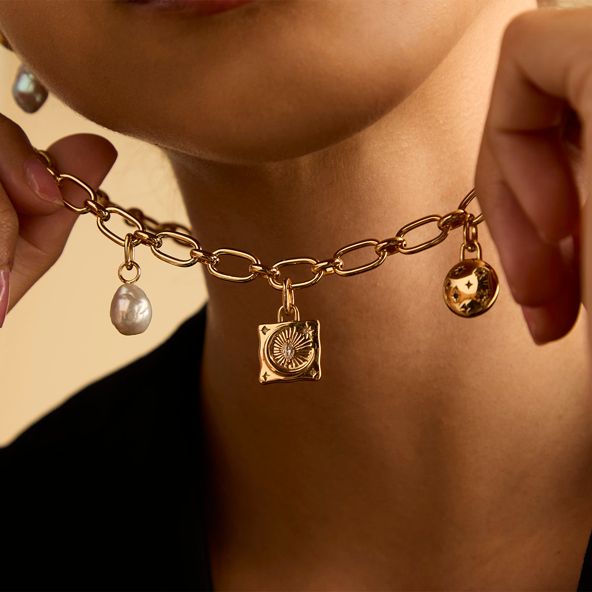 Moon Crystal Clip Charm in Gold-Astrid & Miyu