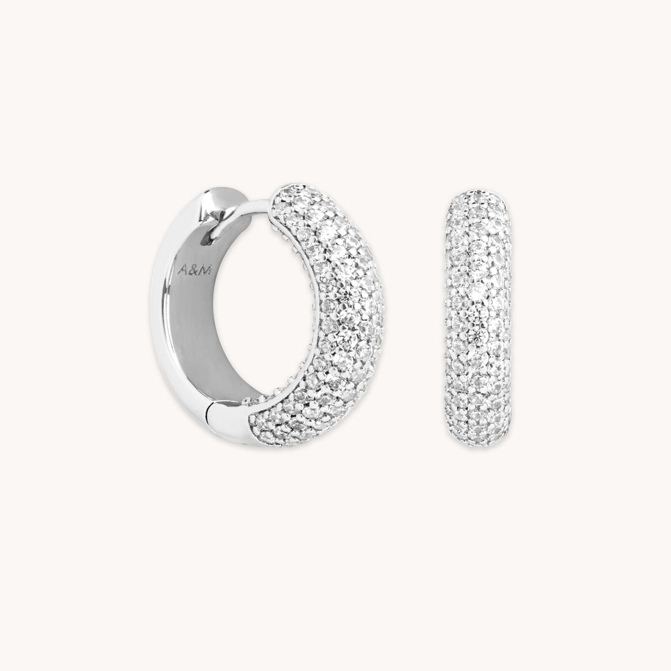 Bold Pavé Hoops in Silver-Astrid & Miyu