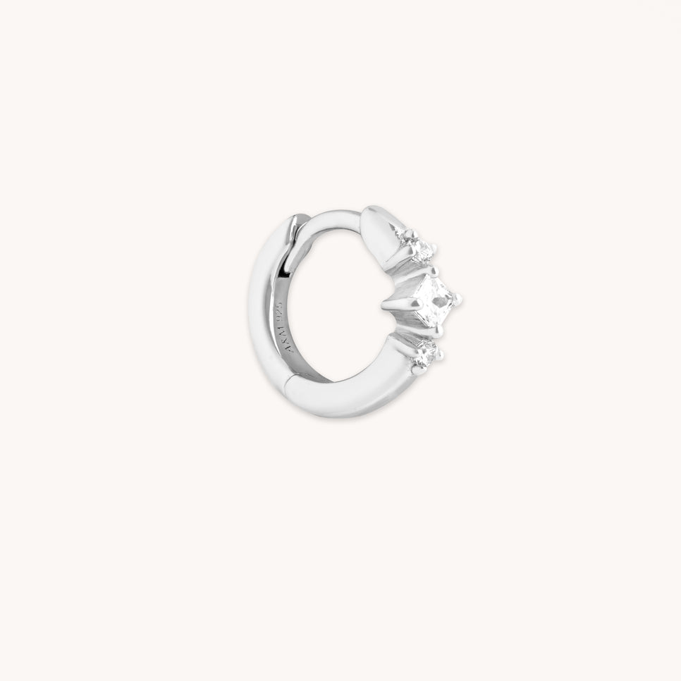 Square Crystal Single Hoop in Silver-Astrid & Miyu