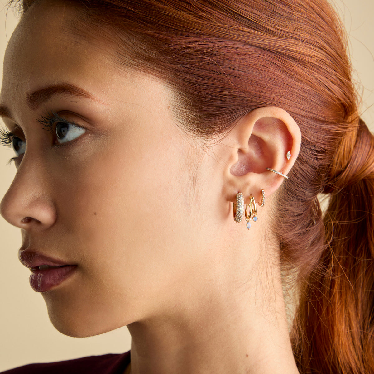 Opal Illusion Huggies in Gold-Astrid & Miyu