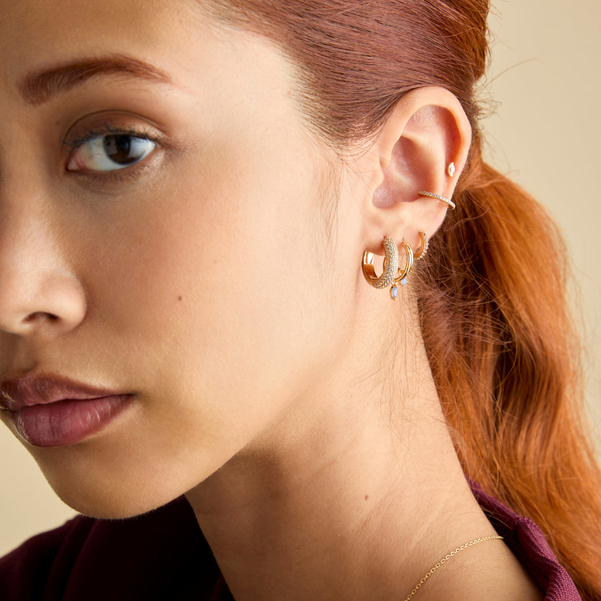 Opal Illusion Huggies in Gold-Astrid & Miyu