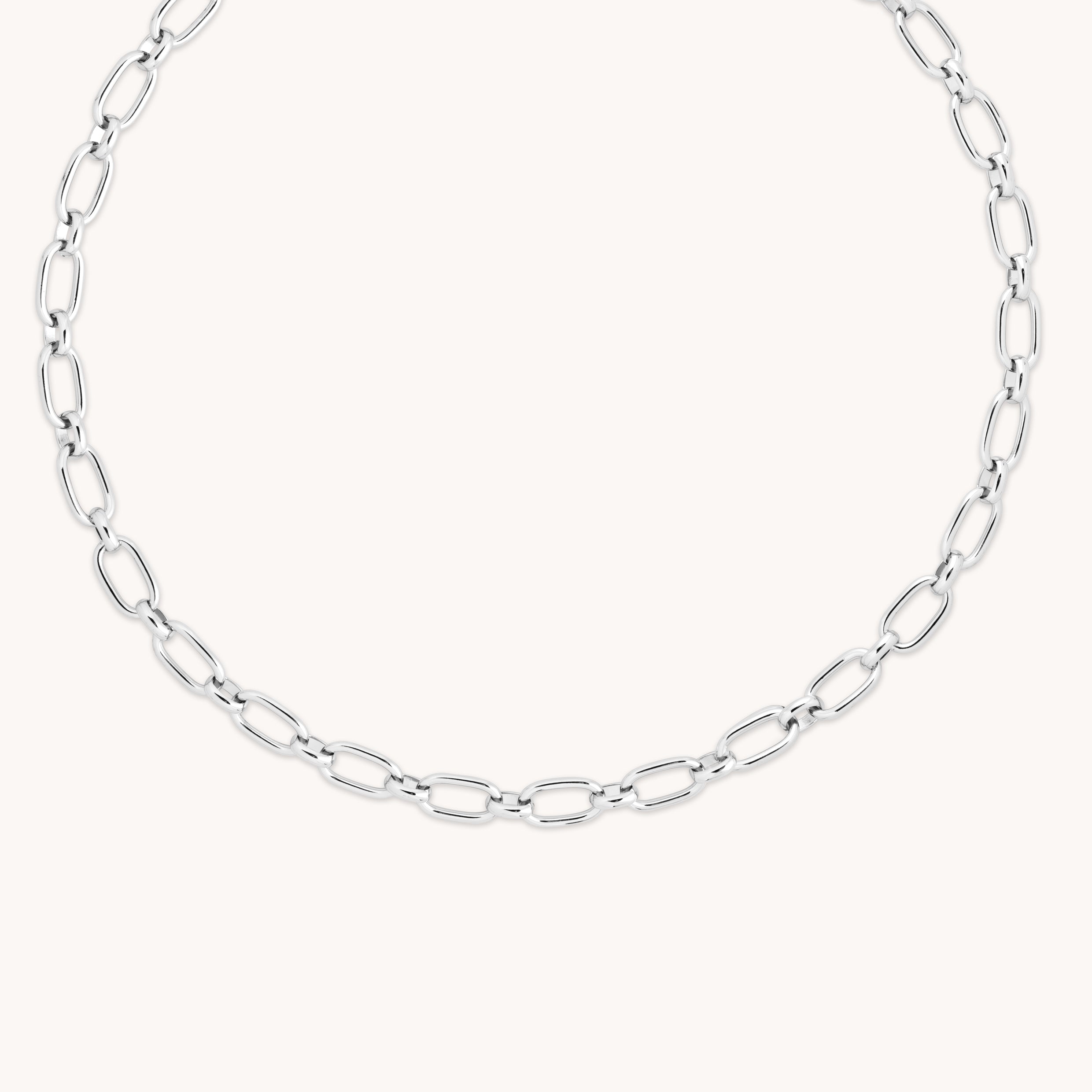 Open Link Chain Necklace in Silver-Astrid & Miyu