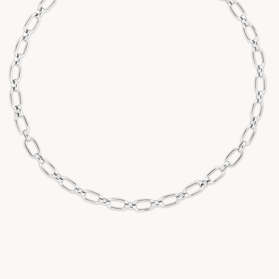 Open Link Chain Necklace in Silver-Astrid & Miyu