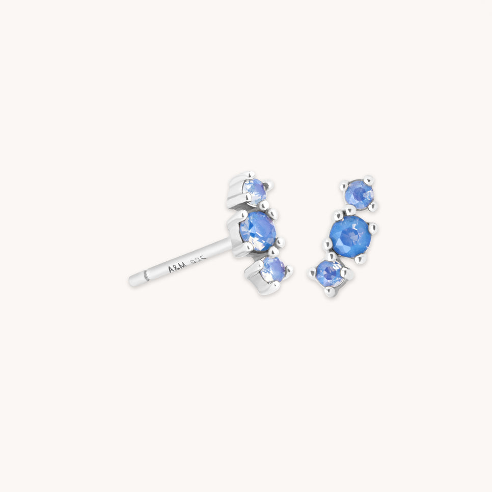 Opal Curved Stud Earrings in Silver-Astrid & Miyu