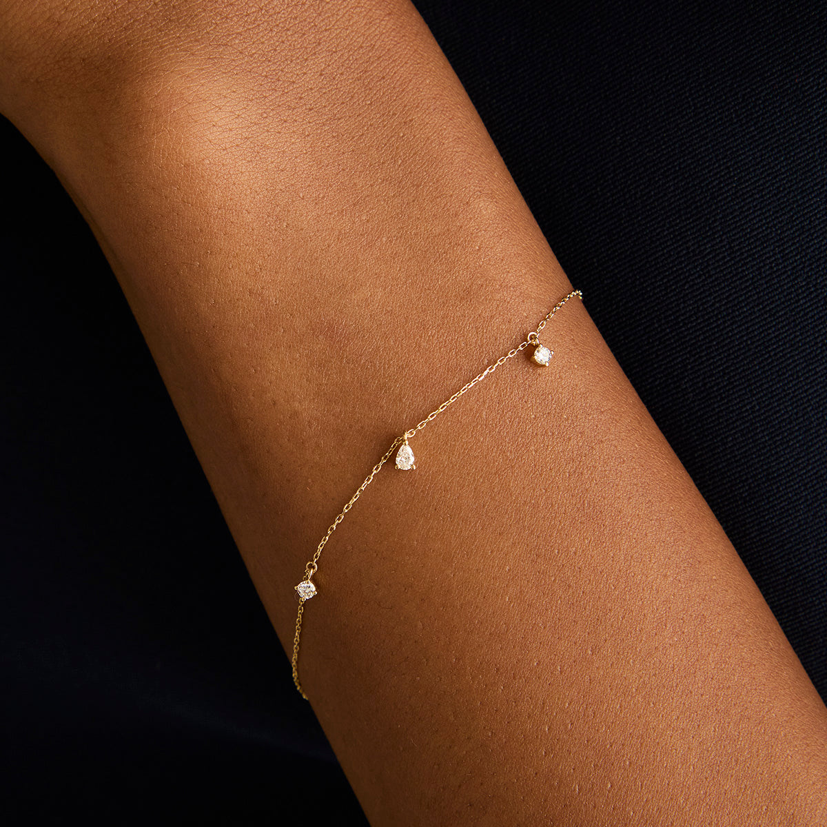 Bracelets - Diamond Charm Bracelet in Solid Gold - Charm Bracelets - Astrid & Miyu