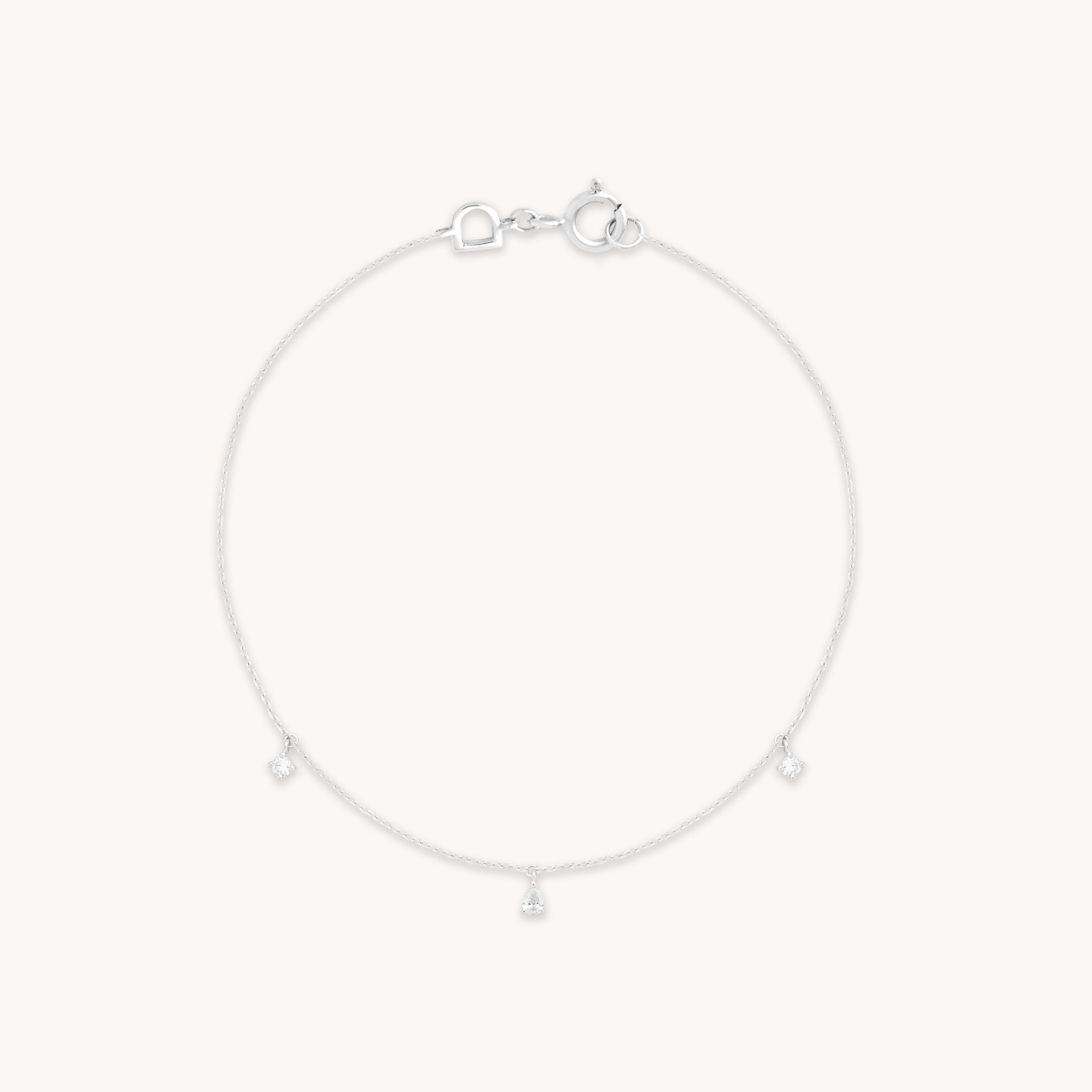 Bracelets - Diamond Charm Bracelet in Solid White Gold - Charm Bracelets - Astrid & Miyu