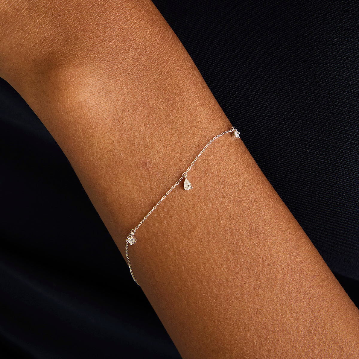 Bracelets - Diamond Charm Bracelet in Solid White Gold - Charm Bracelets - Astrid & Miyu