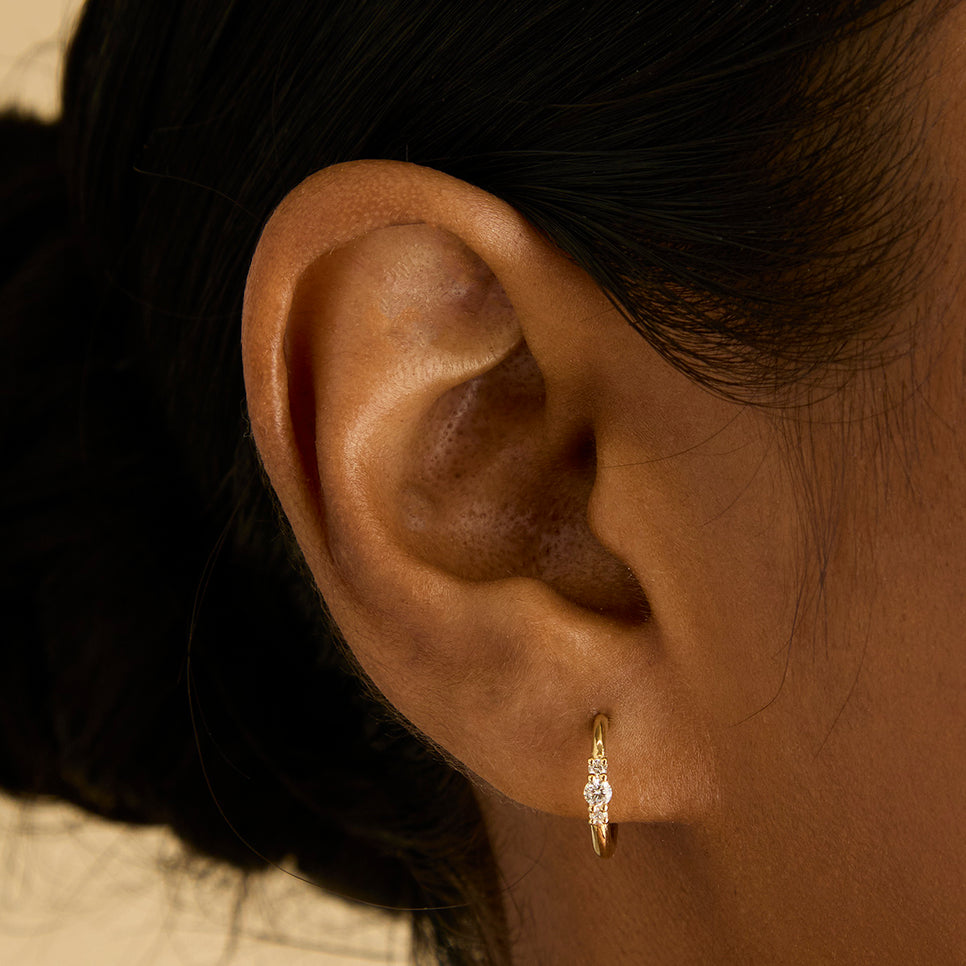 Earrings - Diamond Trilogy Hoops in Solid Gold - Hoop Earrings - Astrid & Miyu