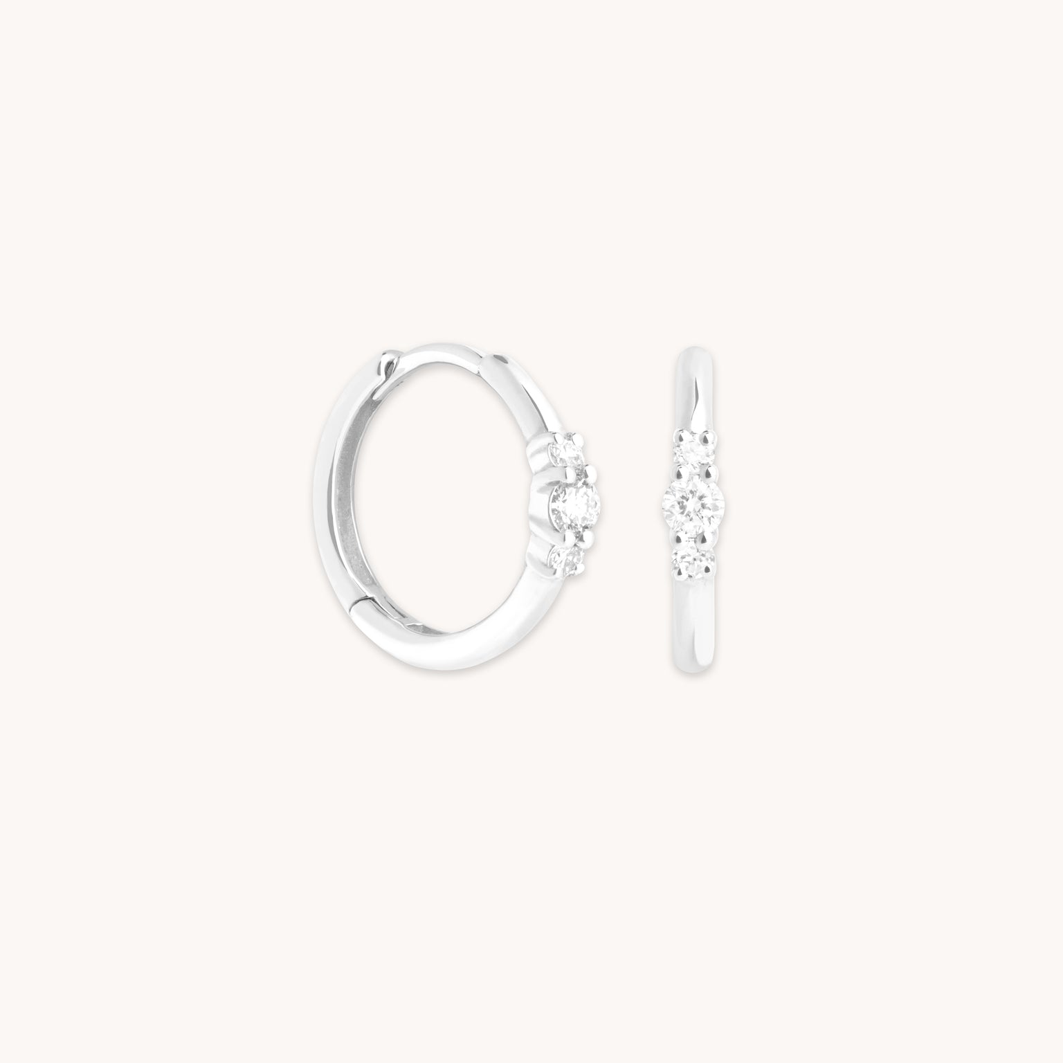 Earrings - Diamond Trilogy Hoops in Solid White Gold - Hoop Earrings - Astrid & Miyu