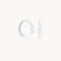 Earrings - Diamond Trilogy Hoops in Solid White Gold - Hoop Earrings - Astrid & Miyu