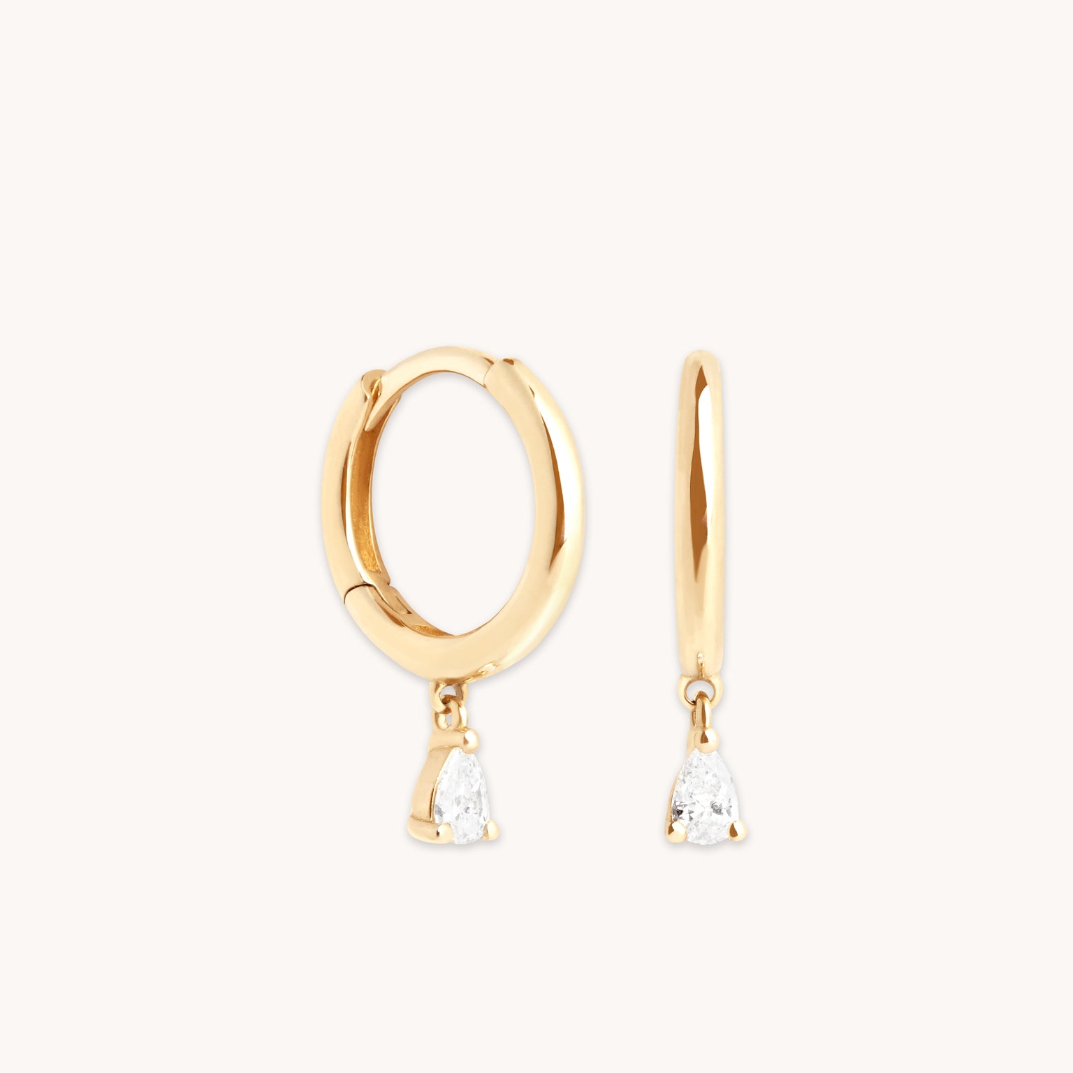 Earrings - Diamond Charm Huggies in Solid Gold - Huggies - Astrid & Miyu