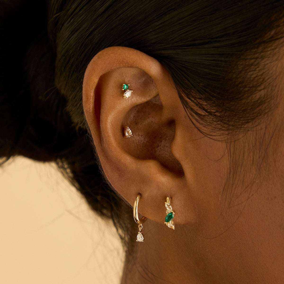 Earrings - Diamond Charm Huggies in Solid Gold - Huggies - Astrid & Miyu