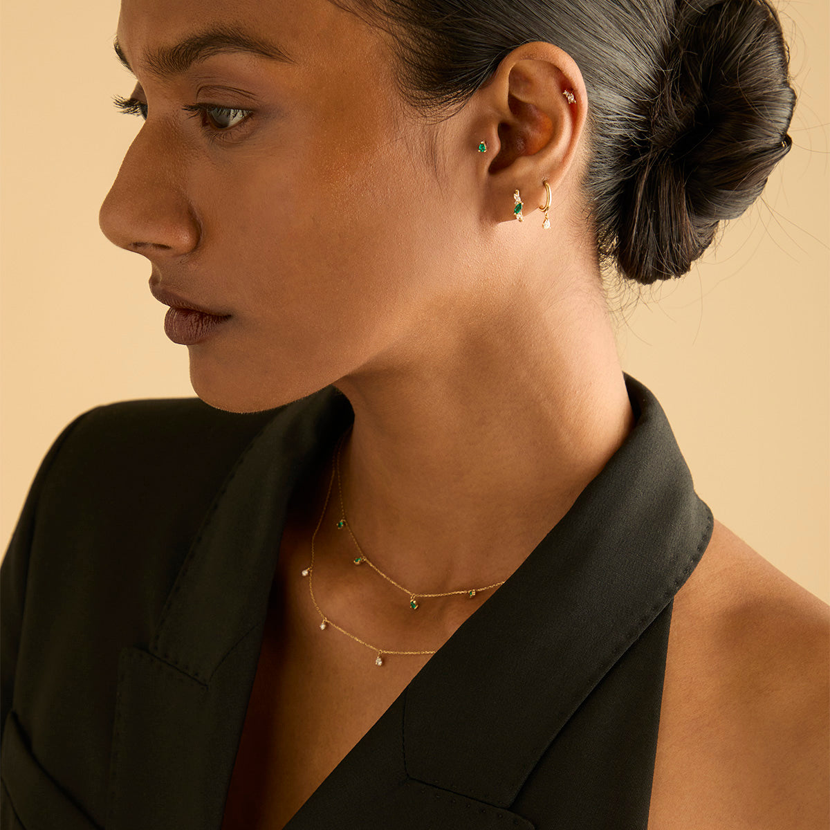 Earrings - Diamond Charm Huggies in Solid Gold - Huggies - Astrid & Miyu