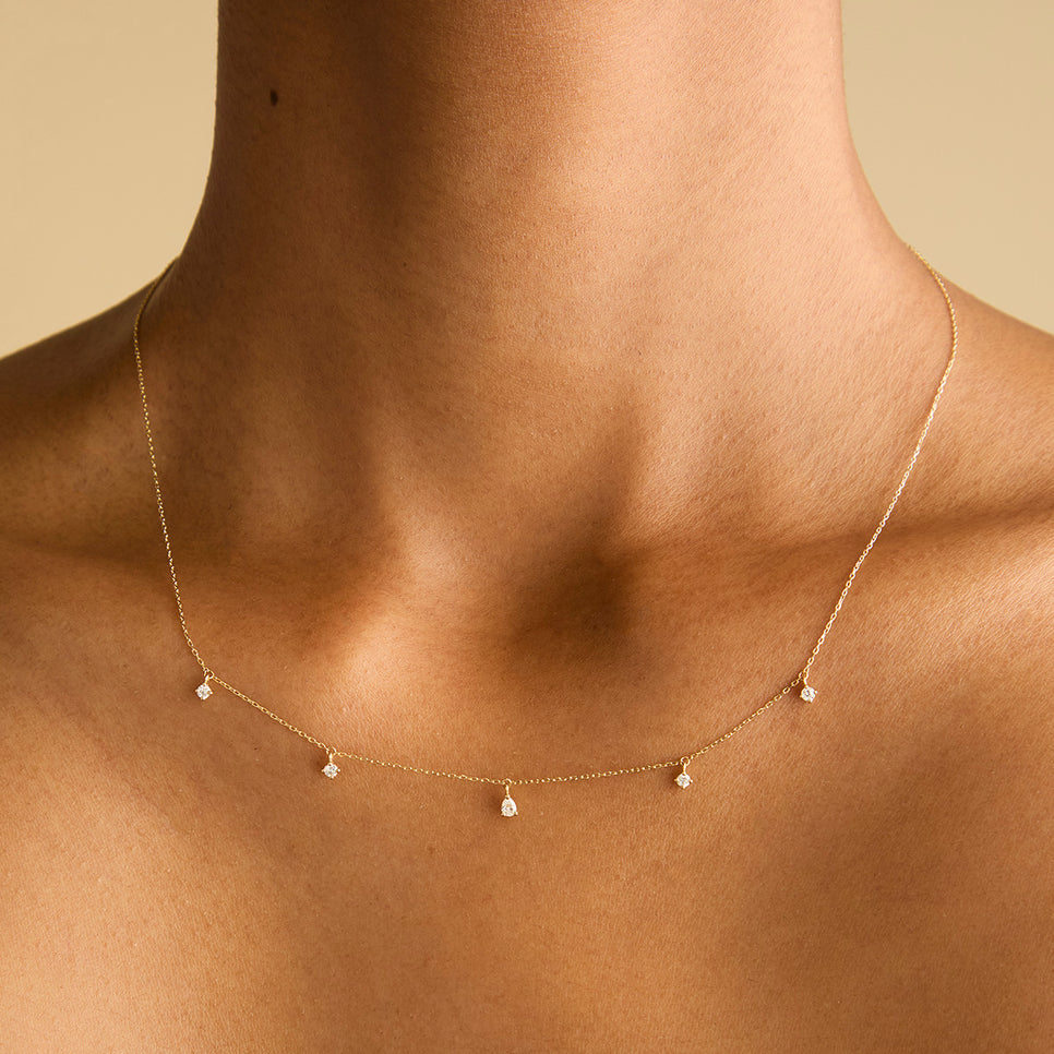 Charm Necklaces - Diamond Charm Necklace in Solid Gold - Charm Necklaces - Astrid & Miyu