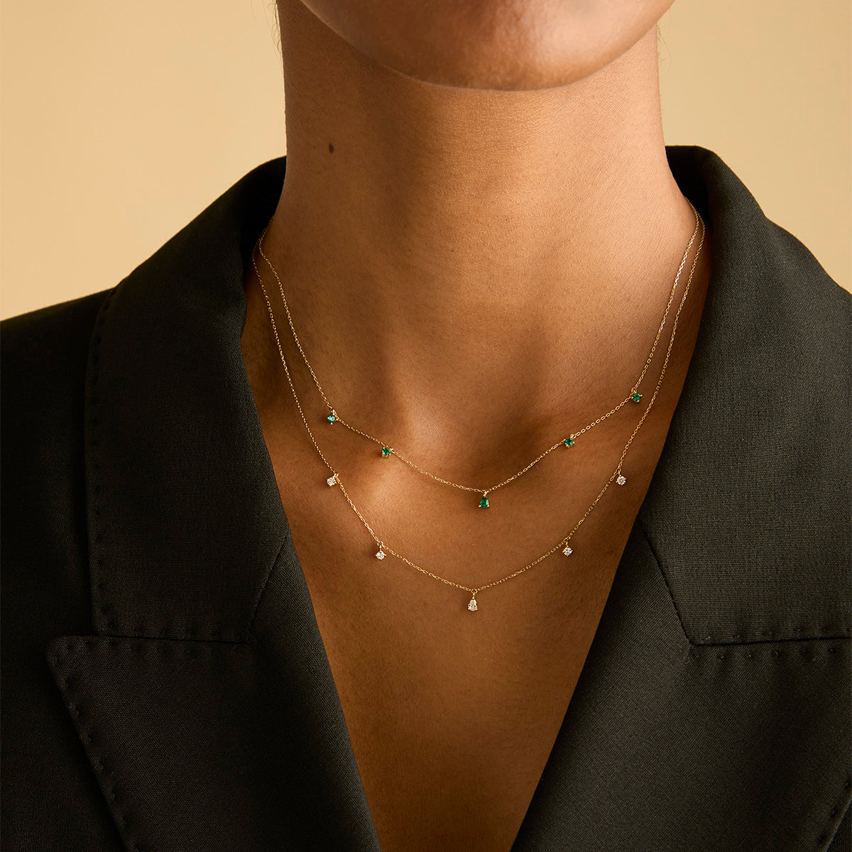 Charm Necklaces - Diamond Charm Necklace in Solid Gold - Charm Necklaces - Astrid & Miyu