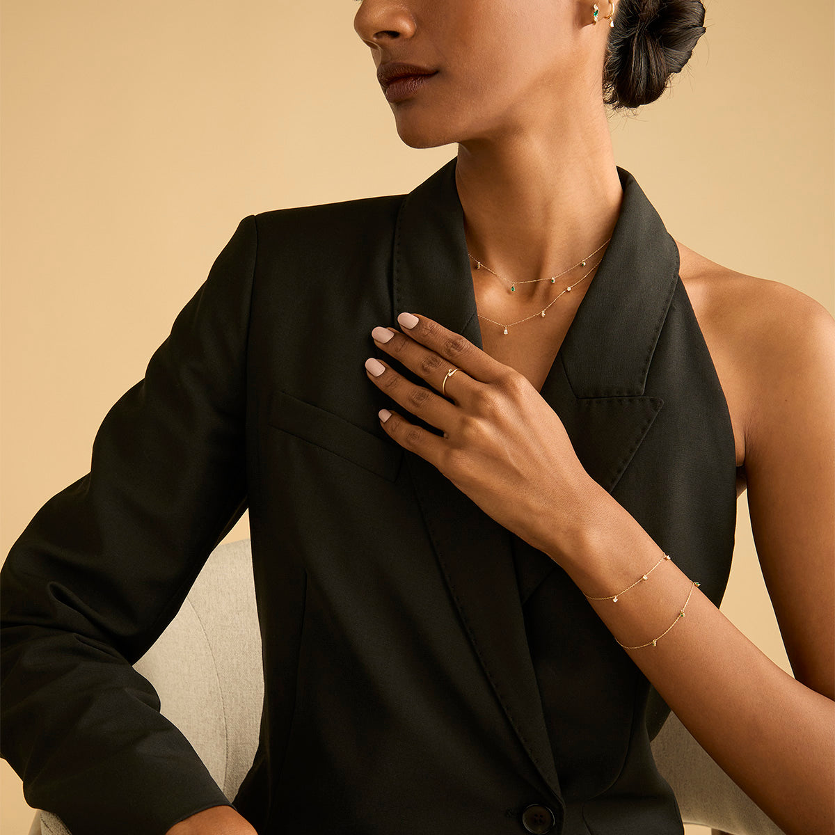 Charm Necklaces - Diamond Charm Necklace in Solid Gold - Charm Necklaces - Astrid & Miyu