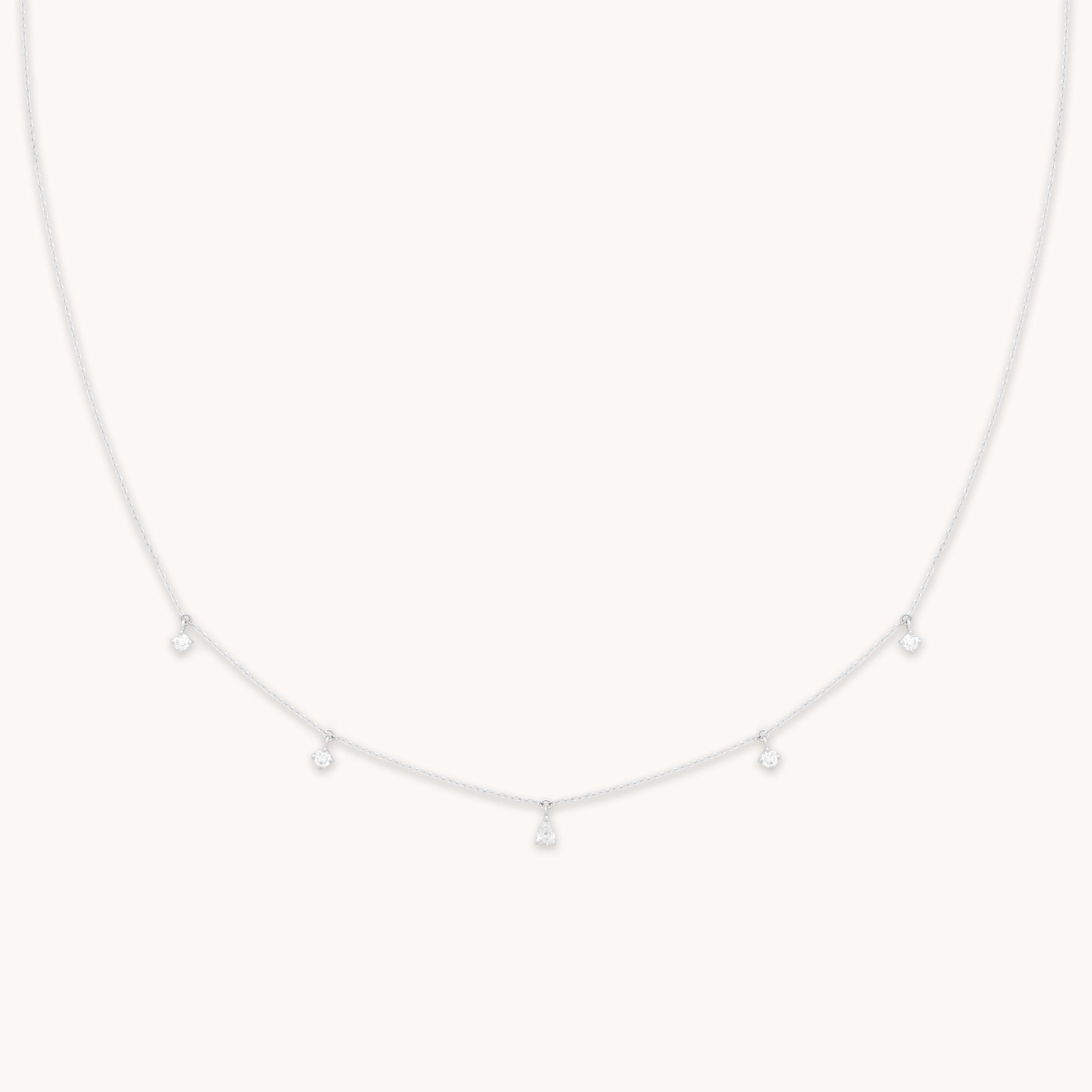 Charm Necklaces - Diamond Charm Necklace in Solid White Gold - Charm Necklaces - Astrid & Miyu