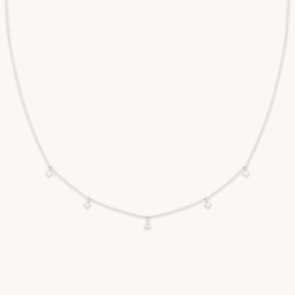 Charm Necklaces - Diamond Charm Necklace in Solid White Gold - Charm Necklaces - Astrid & Miyu