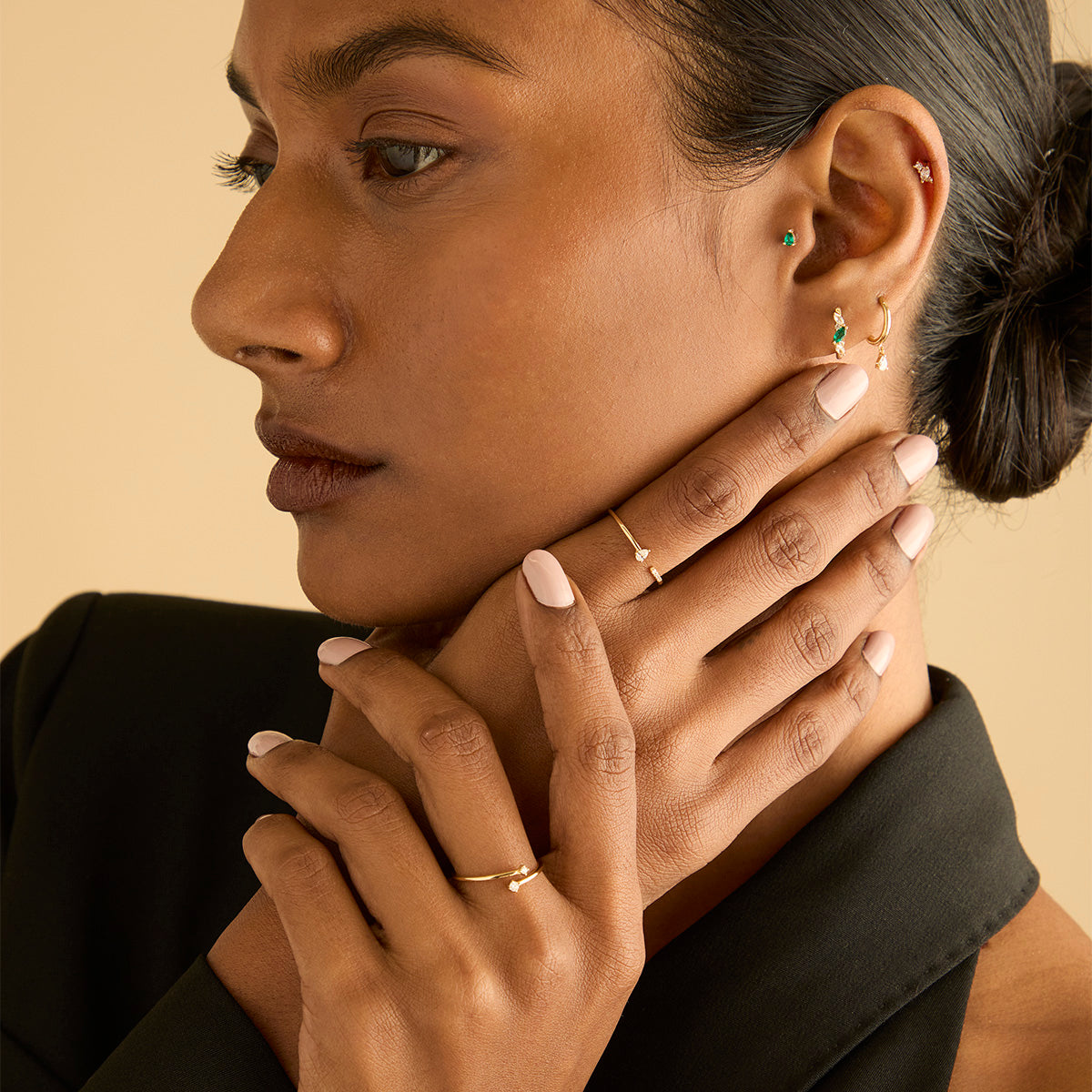 Lab-Grown Diamonds - Diamond Pear Open Ring in Solid Gold - Open Rings - Astrid & Miyu