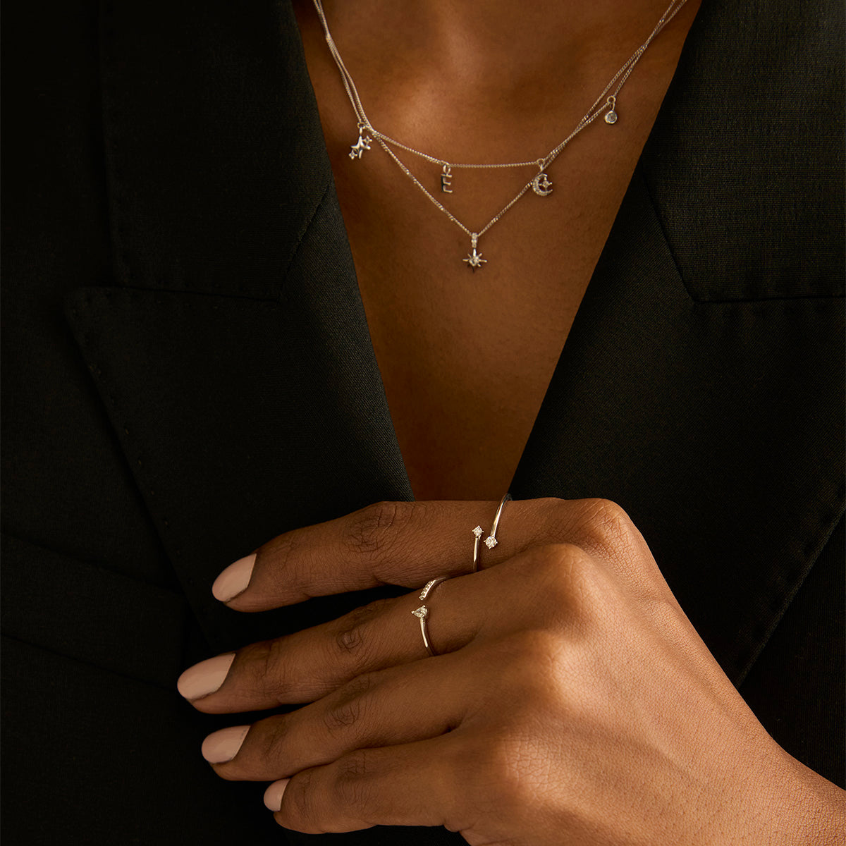 Lab-Grown Diamonds - Diamond Pear Open Ring in Solid White Gold - Open Rings - Astrid & Miyu