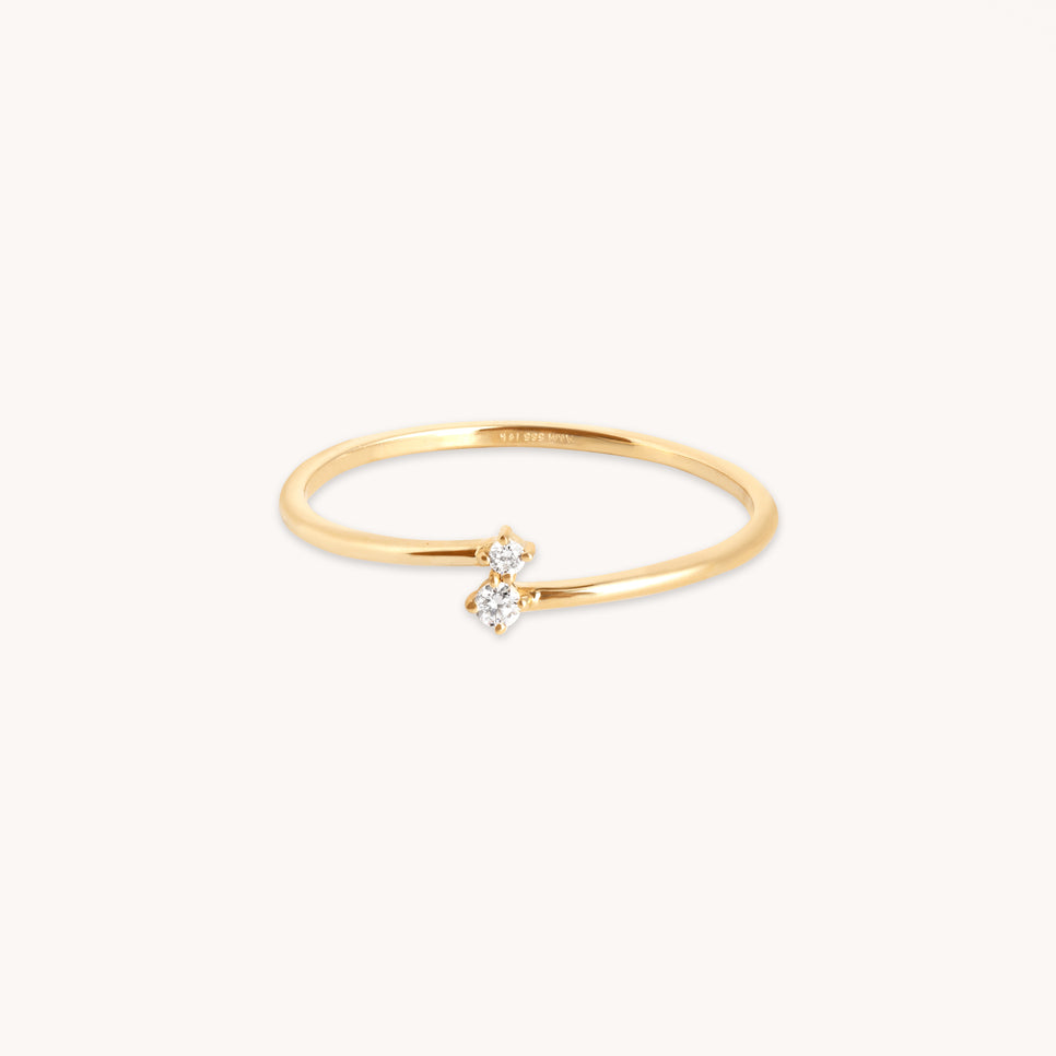 Lab-Grown Diamonds - Diamond Duo Open Ring in Solid Gold - Open Rings - Astrid & Miyu