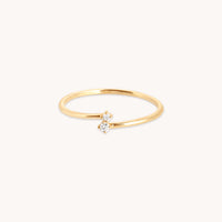 Lab-Grown Diamonds - Diamond Duo Open Ring in Solid Gold - Open Rings - Astrid & Miyu