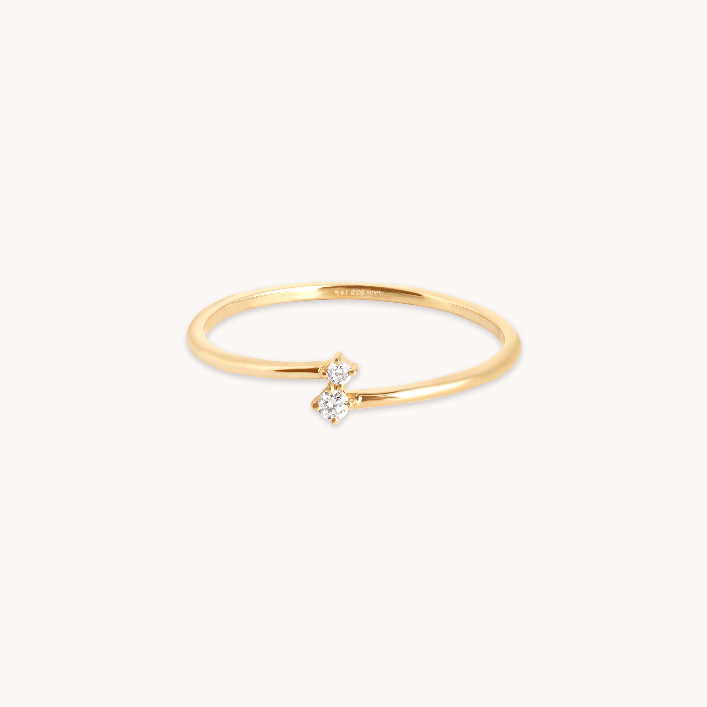 Lab-Grown Diamonds - Diamond Duo Open Ring in Solid Gold - Open Rings - Astrid & Miyu