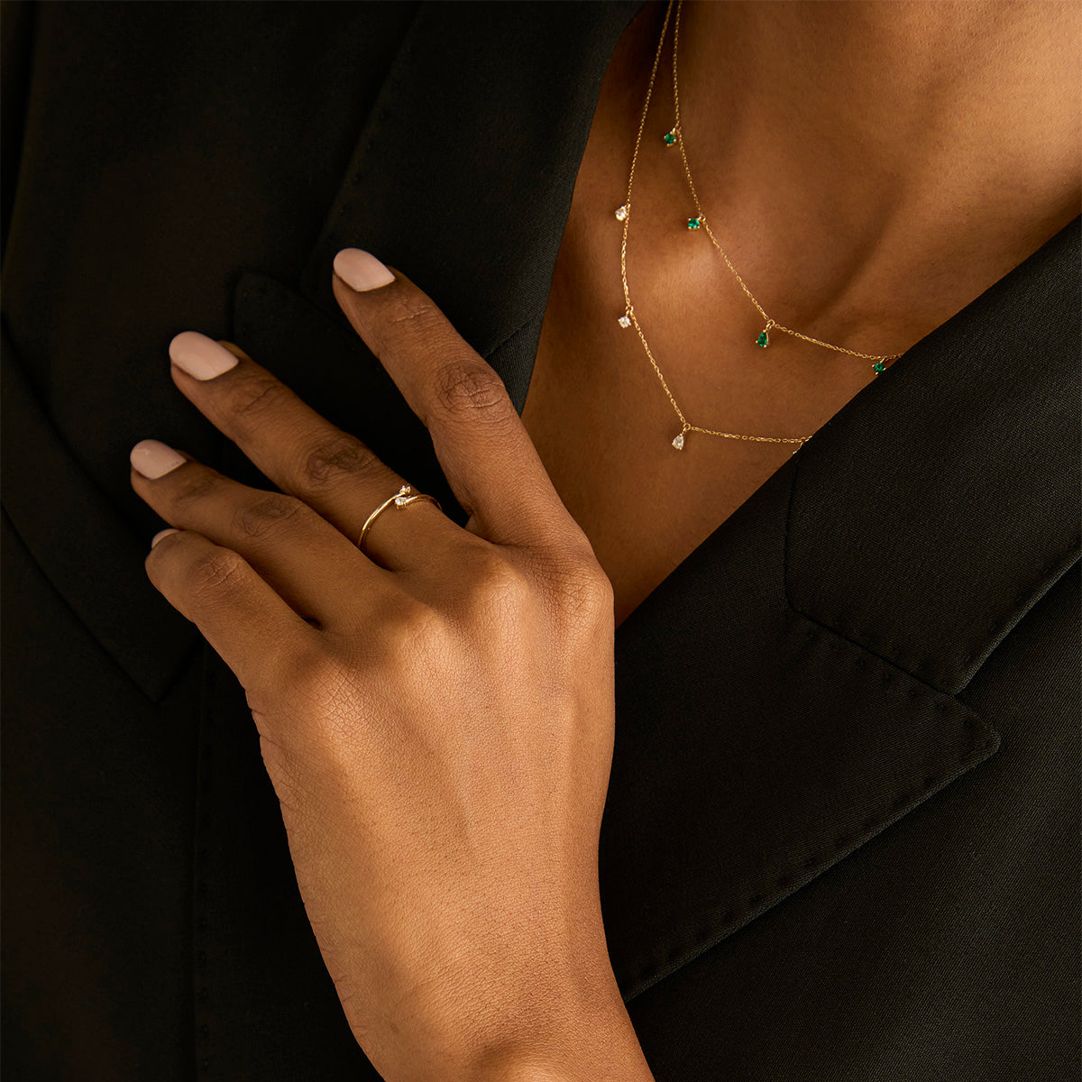 Lab-Grown Diamonds - Diamond Duo Open Ring in Solid Gold - Open Rings - Astrid & Miyu