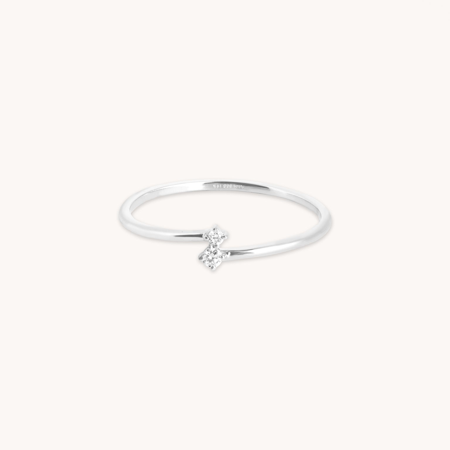 Lab-Grown Diamonds - Diamond Duo Open Ring in Solid White Gold - Open Rings - Astrid & Miyu