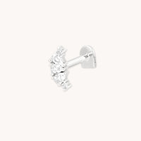 April White Topaz - Topaz Triple Pear Cluster Piercing Stud in Solid White Gold - Piercing Stud - Astrid & Miyu