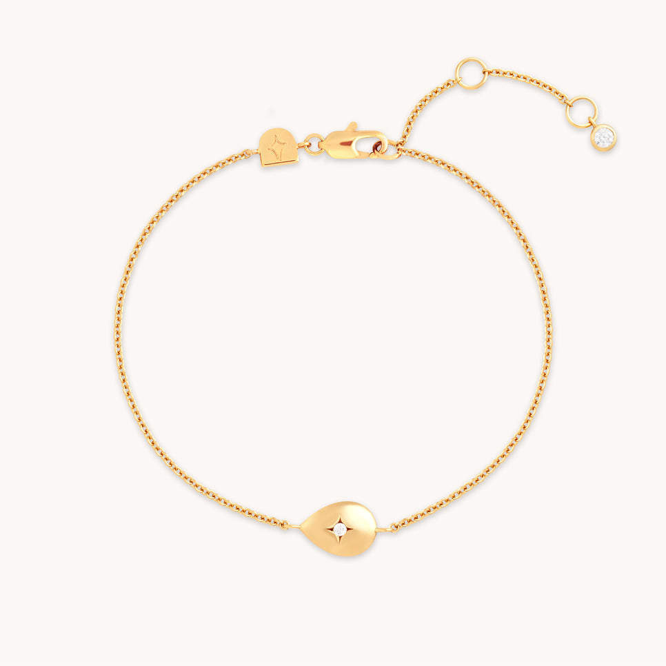 18k Gold Plated Jewellery - Pear Charm Bracelet in Gold - Charm Bracelet - Astrid & Miyu