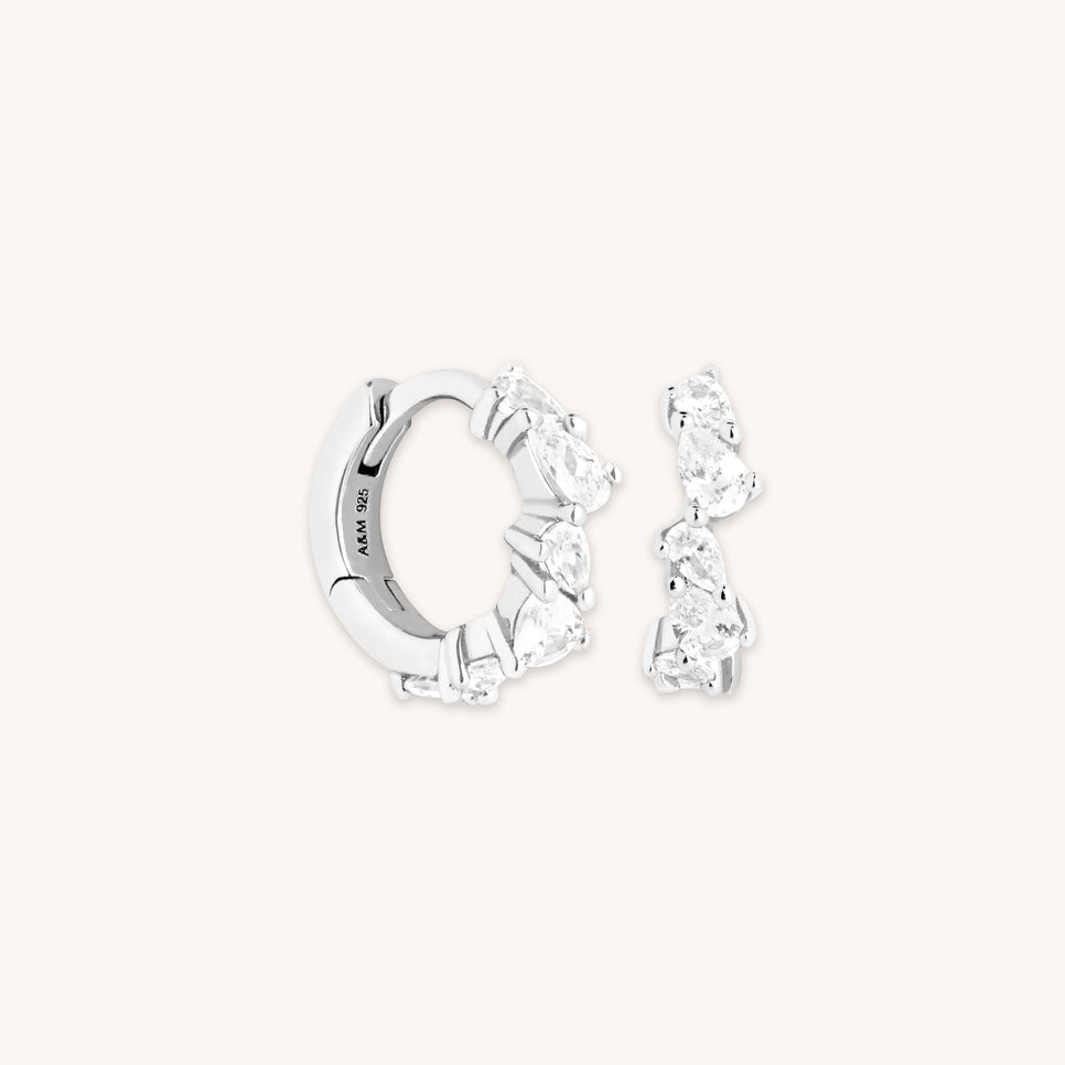 Bridal Jewellery - Crystal Pear Huggies in Silver - Huggies - Astrid & Miyu