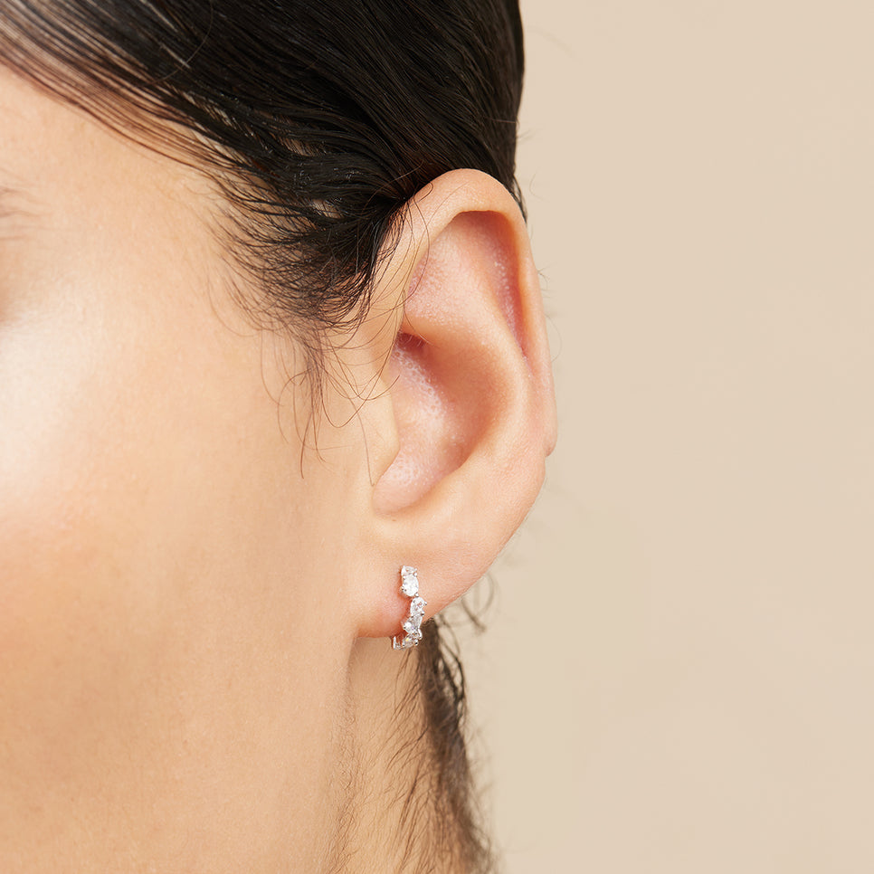 Bridal Jewellery - Crystal Pear Huggies in Silver - Huggies - Astrid & Miyu