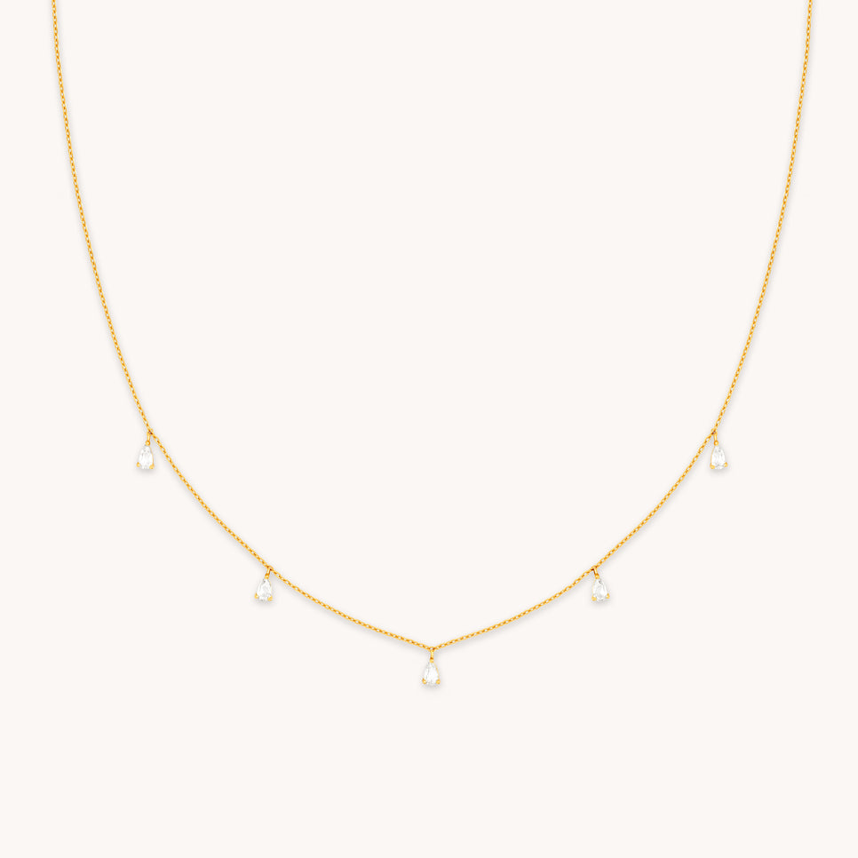 18k Gold Plated Jewellery - Crystal Charm Necklace in Gold - Charm Necklace - Astrid & Miyu
